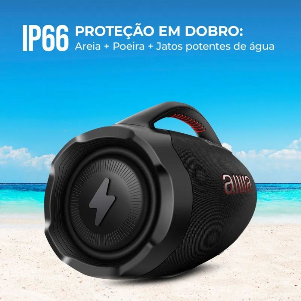 Caixa de Som Boombox Aiwa AWS-BBS-01-B Bluetooth IP66 TWS Caixa de Som Boombox Aiwa AWS-BBS-01-B Bluetooth IP66 TWS